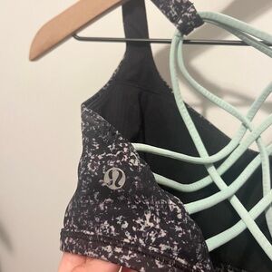 lululemon athletica Black and Green Strappy Sports Bra
